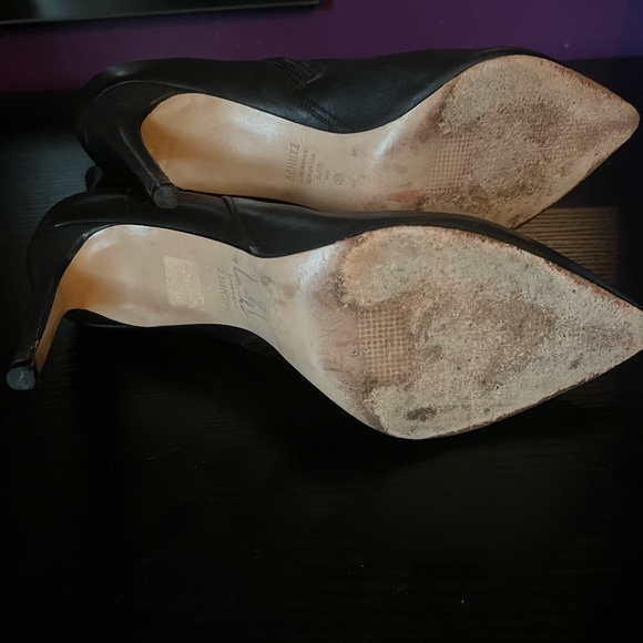 SCHUTZ Mikki Black Leather Ankle Heeled Bootie SZ 9.5 - Picture 6 of 6